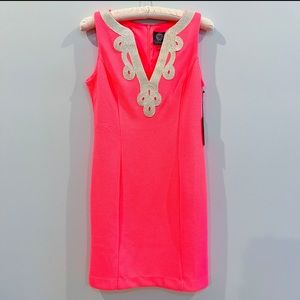 Vince Camuto Neon Pink Brocade Dress